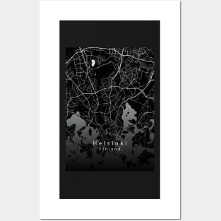 Helsinki Finland City Map dark Posters and Art